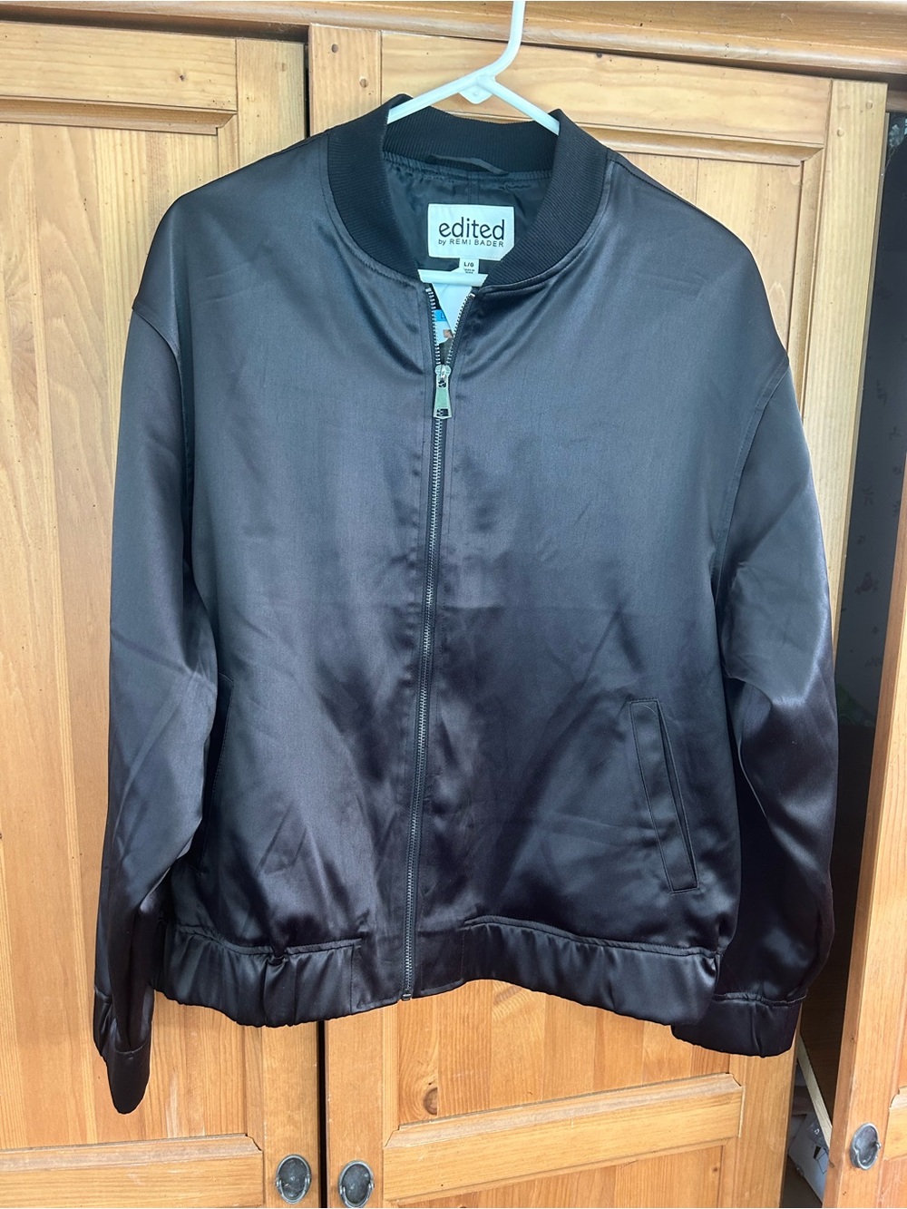 Edited Satin Black Bomber Jacket